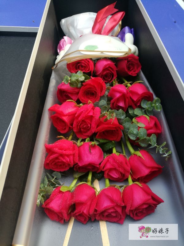未作修饰) 订单号:807051608550 花材:红玫瑰19枝,韩式花束 包装:咖啡